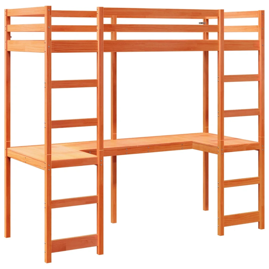 Giroletto Soppalco senza Materasso-Struttura Letto Marrone Cera 80x200cm Pino