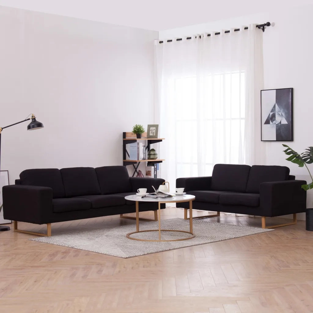 Set Divani 2 pz in Tessuto Nero cod mxl 38608
