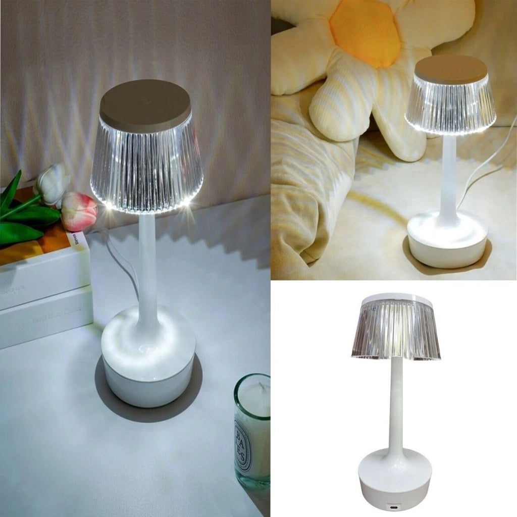 LAMPADA TAVOLO EFFETTO CRISTALLO RICARICABILE USB LUCE RGB LED BIANCA TD-307 *