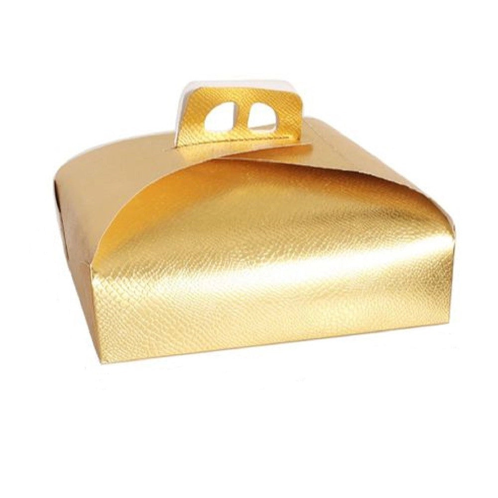Trade Shop - Set 3pz Scatola Porta Torta Oro 45x45 Cm Per Dolci Paste Pasticceria Festa 58011 -