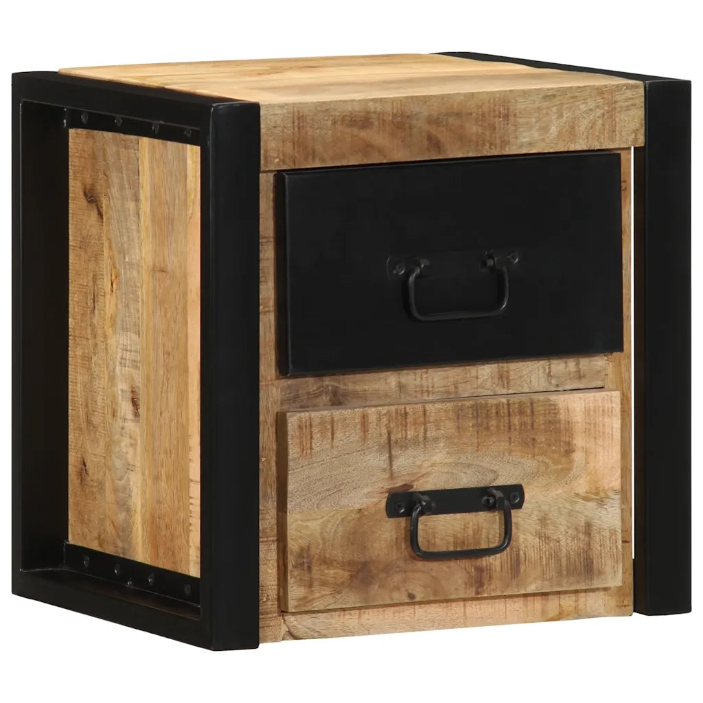 Comodini 2 pz 40x35x40 cm in Legno Massello di Mango Grezzo 4015955