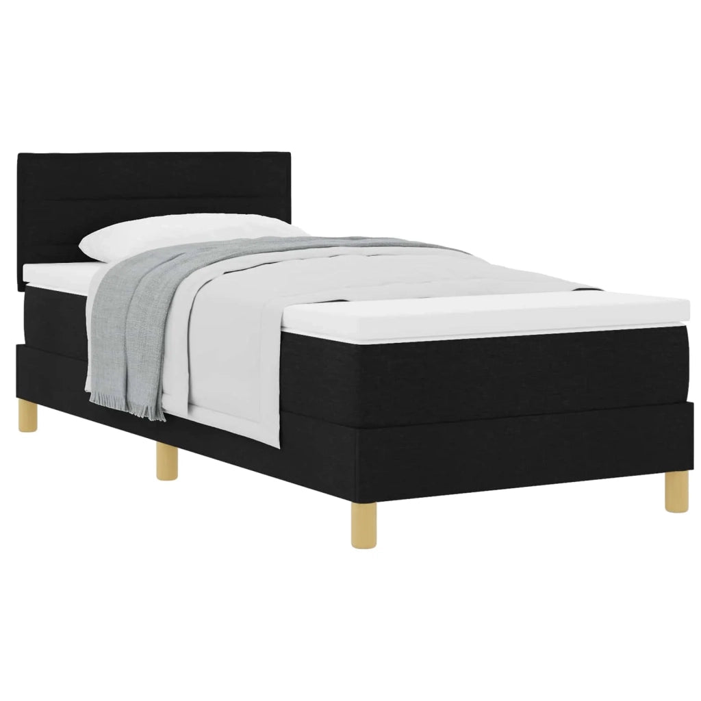 Letto a molle con cuscino con testiera Nero 90 x 190 cm Tessuto 3338806