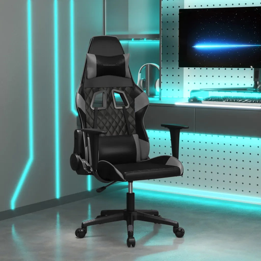 vidaXL Sedia da Gaming Nera e Grigia in Similpelle