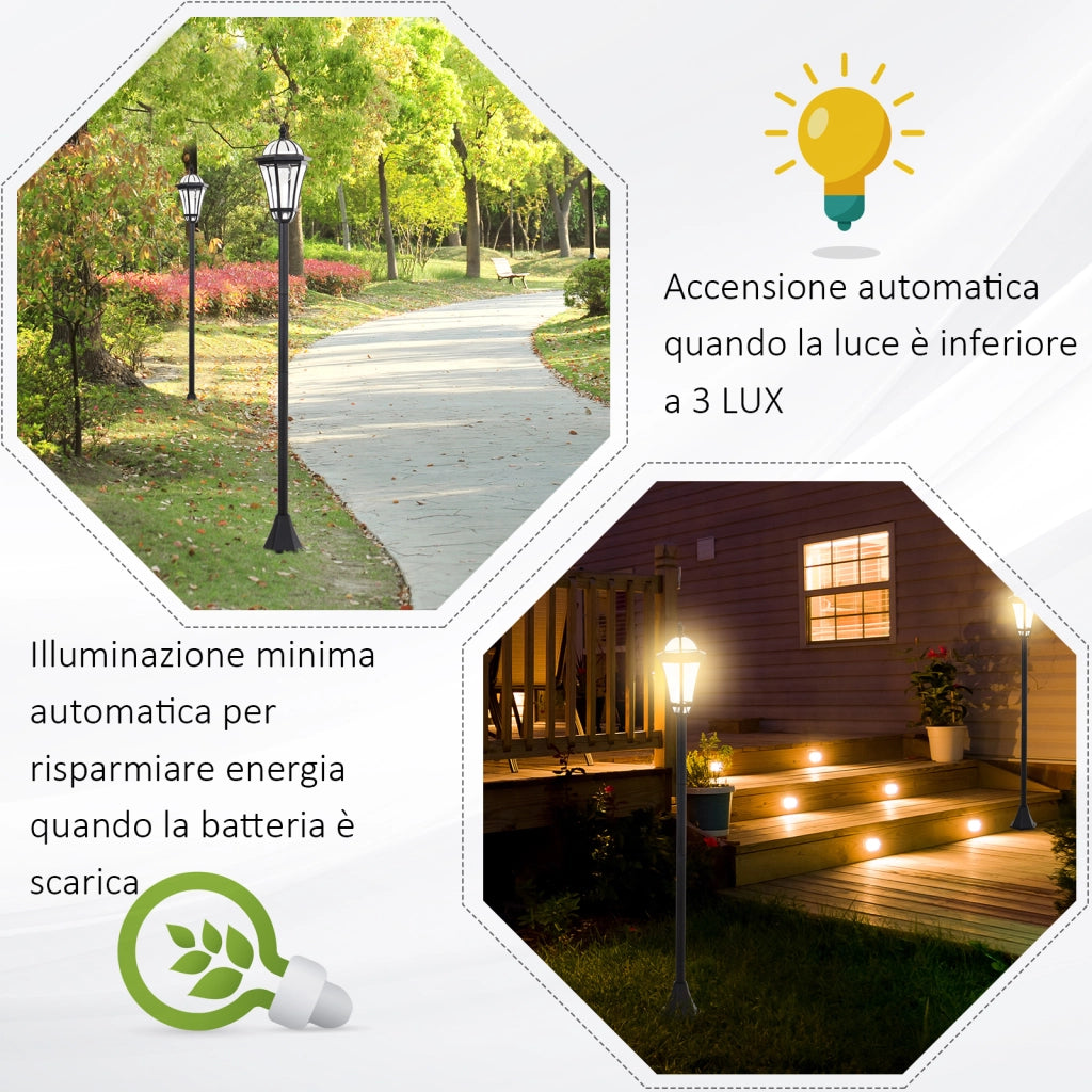 Set 2 Lampioni Solari per Giardino ¨C Zephmum ¨C 2 LED, Accensione Automatica, Nero