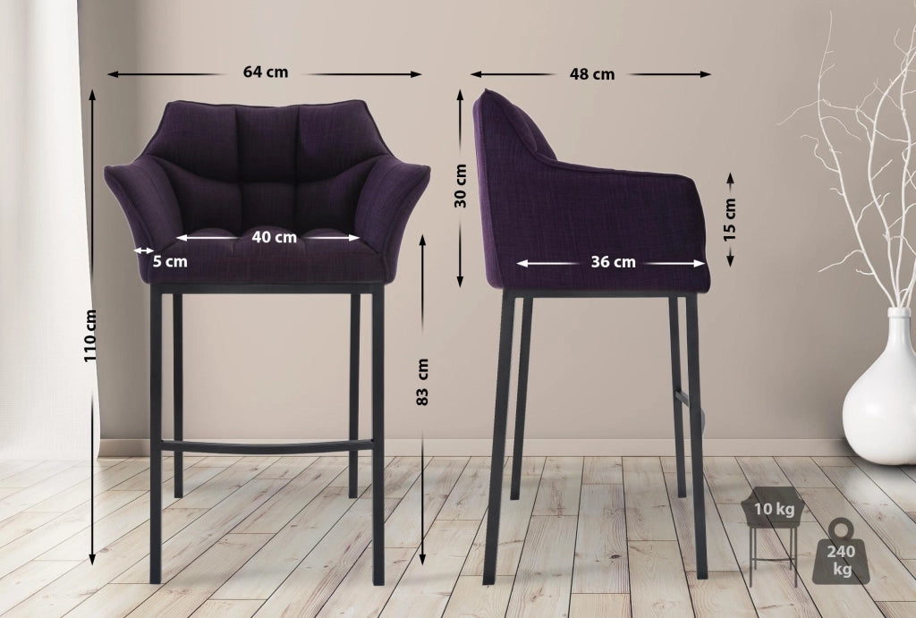 Barhocker Damaso B Stoff mit 4-FuЯ Gestell