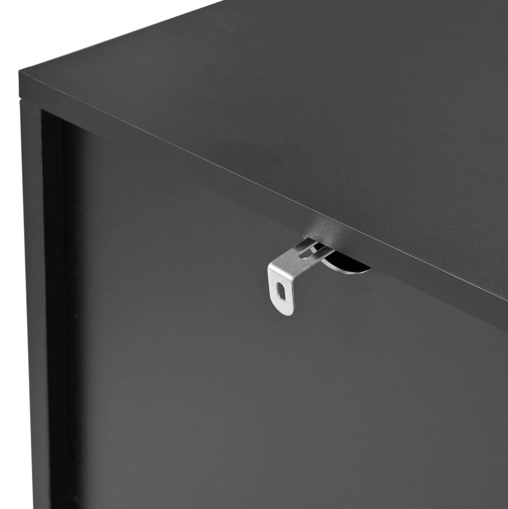 Credenza a 4 ante nera e oro con ripiano regolabile, 150x40x80 cm