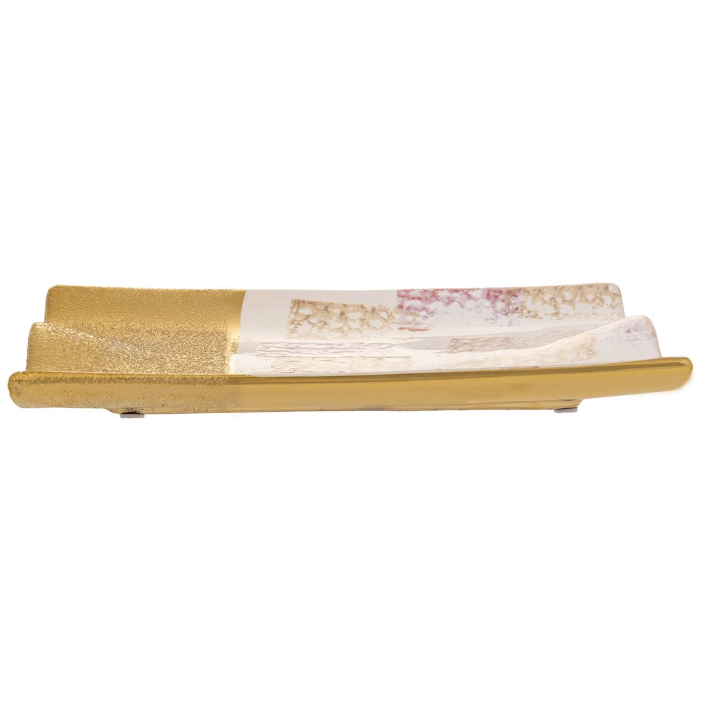 Centrotavola in ceramica dorata 26x20x3h
