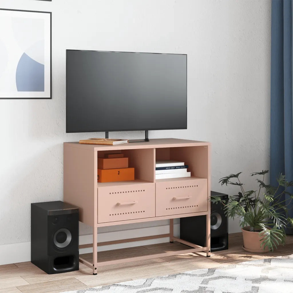 Mobile TV-Credenza per TV-Console TV Rosa 68x39x60,5 cm in Acciaio 994575
