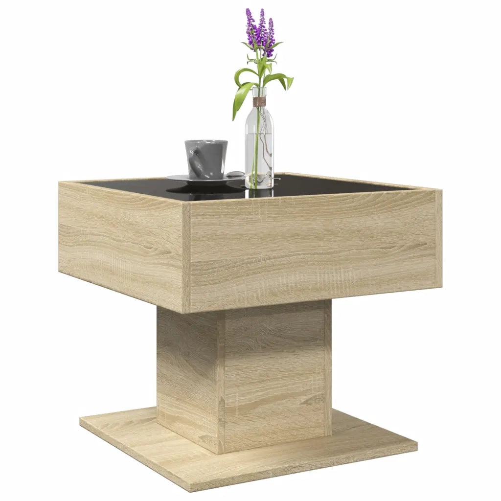 Tavolino salotto | Tavolino da caff¨¨ | Tavolino da Soggiorno con LED Rovere Sonoma 50x50x45 cm Multistrato