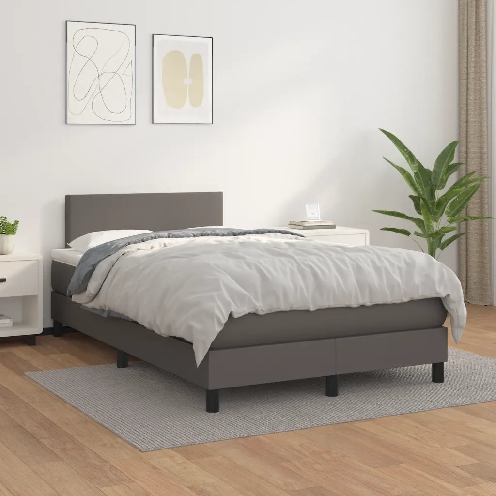 Giroletto a Molle con Materasso Grigio 120x190 cm in Similpelle