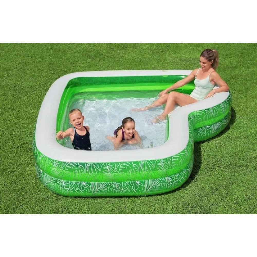 Trade Shop - Piscina Gonfiabile Per Famiglie Con Sedile Tropical Paradise 231x231x51 Cm 54336 -