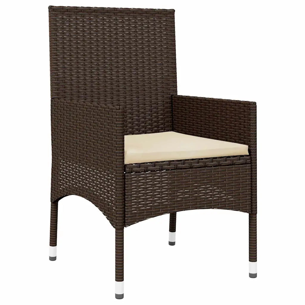 Set Mobili da Giardino 4 pz con Cuscini in Polyrattan Marrone 319495