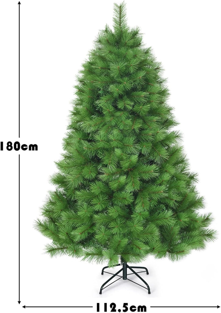 Albero di Natale Artificiale 180/210 CM, Albero di Natale con 586/808 Rami Folti e Base di Metallo, Ideale per Casa, Ufficio e Negozio, Verde (180 CM)
