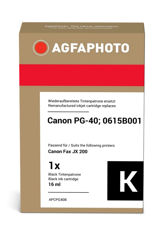 ORIGINAL Agfa Photo Cartuccia d'inchiostro nero APCPG40B ~561 Seiten 26ml Agfa Photo PG-40bk (0615B001)