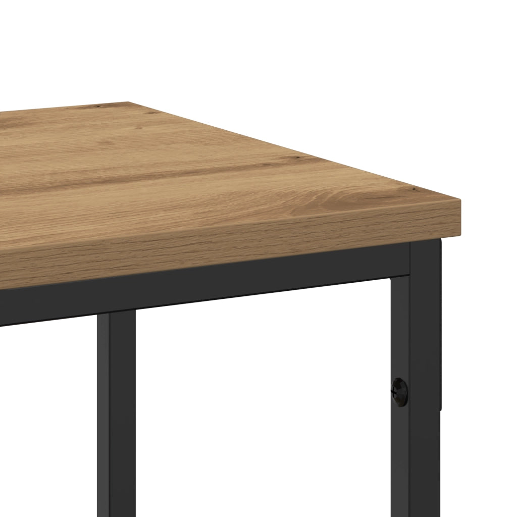 Tavolo Consolle In Rovere Artigianale 200x30x75 cm Legno Ingegnerizzato e Acciaio
