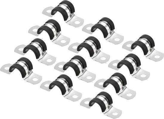 Set di 12 caviattori in gomma per cavi 14 mm in acciaio inossidabile a forma di U con supporto in acciaio inossidabile.