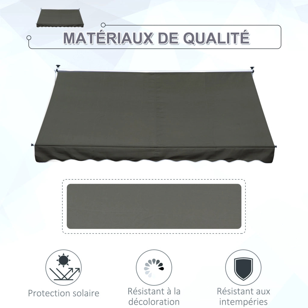 Tenda da sole a scomparsa retrattile ¨C zephmum ¨C 3x1.5 m grigio antracite alluminio poliestere