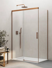 Box doccia THALASSA (BASIC) 1+1 con lato fisso laterale 165x100 cm Rame vetro trasparente