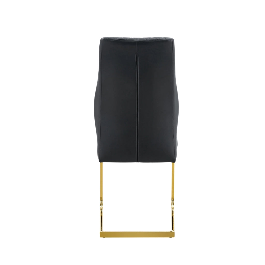 Set Tavolo Rotondo e 2 Sedie da Pranzo ¨C Xylo ¨C Piano MDF Noce, Gambe Oro, Seduta Nera