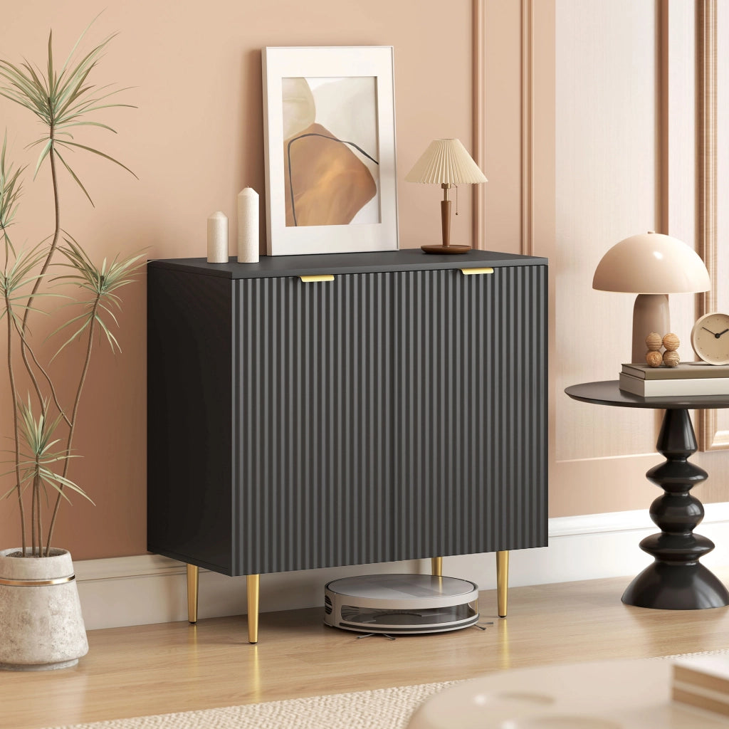 Credenza da cucina con 2 ante e scaffale regolabile ¨C Minimal ¨C nero 80x40x80 cm