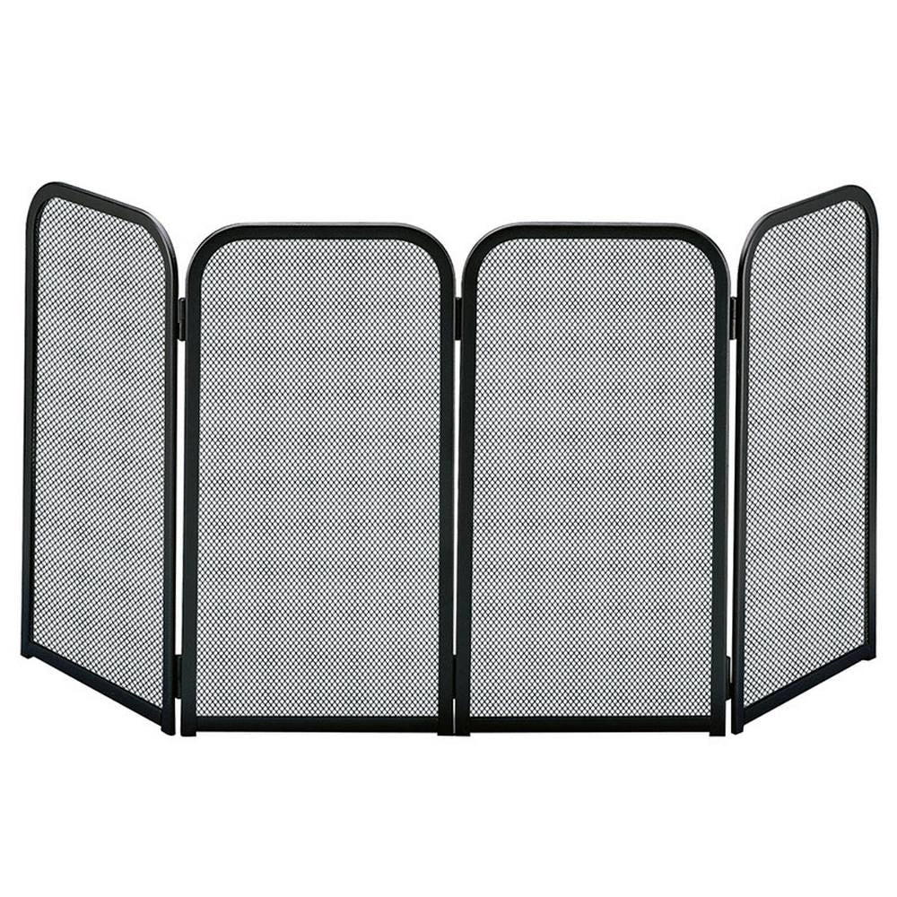 Parascintille acciaio nero 4 ante camino h.48x105 cm.  Made in Italy