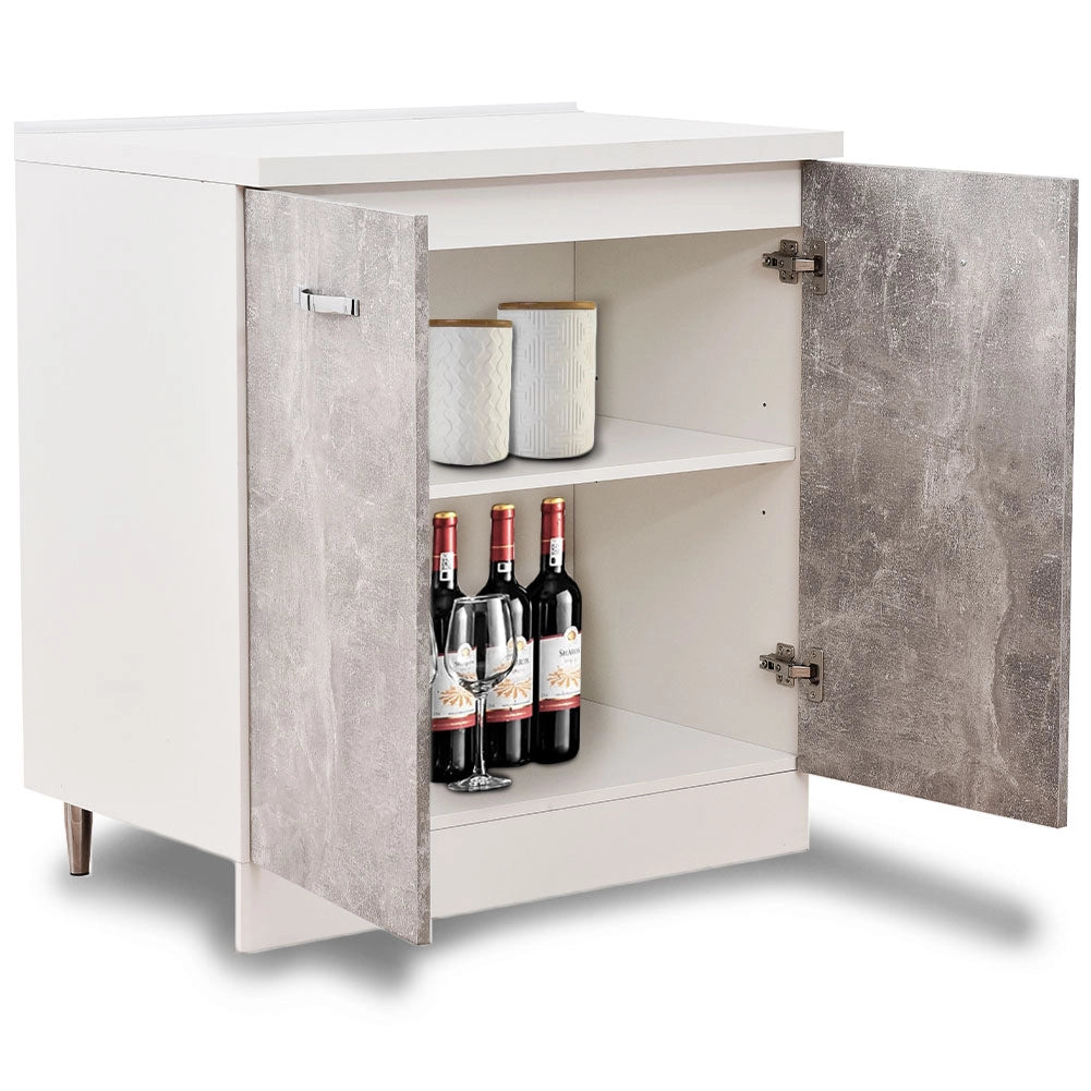 Mobile Cucina Base 2 Ante Componibile in Legno Colore Grigio 80x50 H85cm
