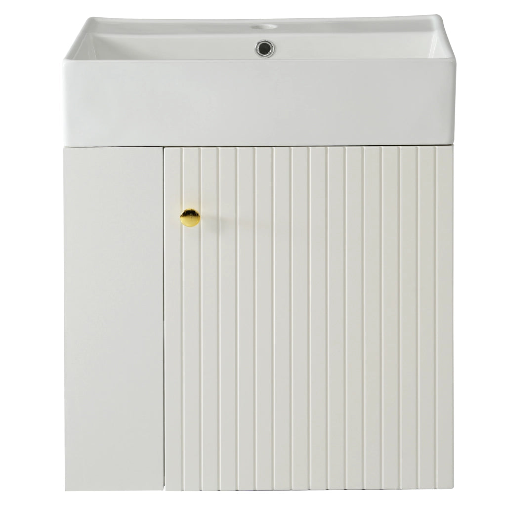 Mobile sottolavabo con lavabo e armadietto laterale in truciolare bianco 69 × 52 × 32 cm