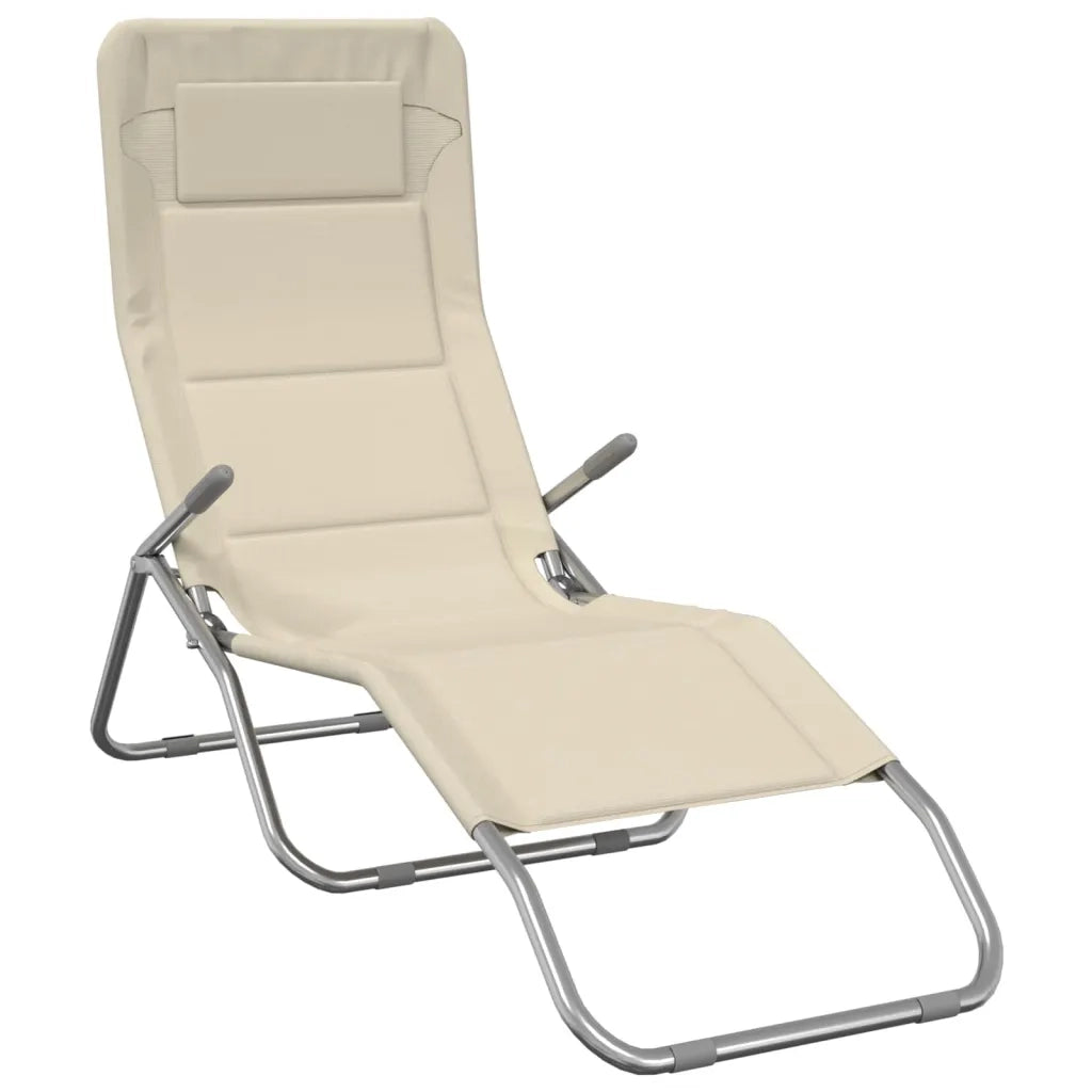 Sedie Pieghevoli 2pz Crema Textilene Acciaio Verniciato Polvere 360173