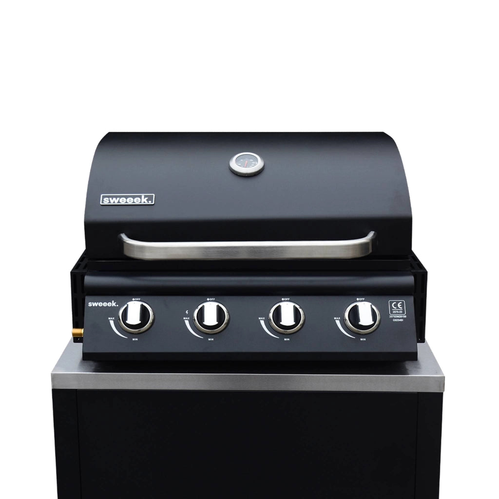 Barbecue a gas con 4 bruciatori e mobile in acciaio, 80cm