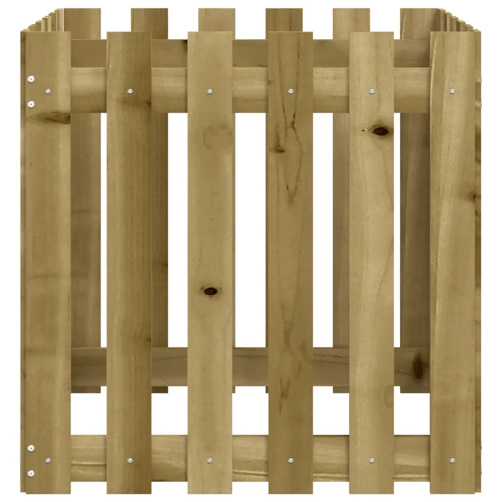 Fioriera Giardino a Recinzione-Vaso con Ringhiera-Contenitore per Piante 60x60x60 cm in Pino Impregnato