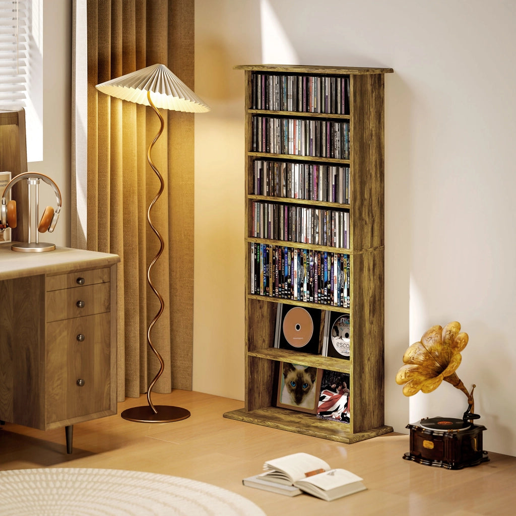 Libreria per CD e DVD ¨C Xylo ¨C 8 scomparti 6 ripiani regolabili marrone