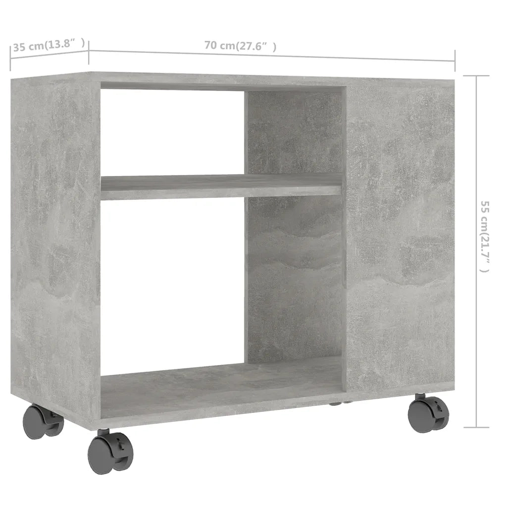 Tavolino Grigio Cemento 70x35x55 cm in Legno Multistrato 802124