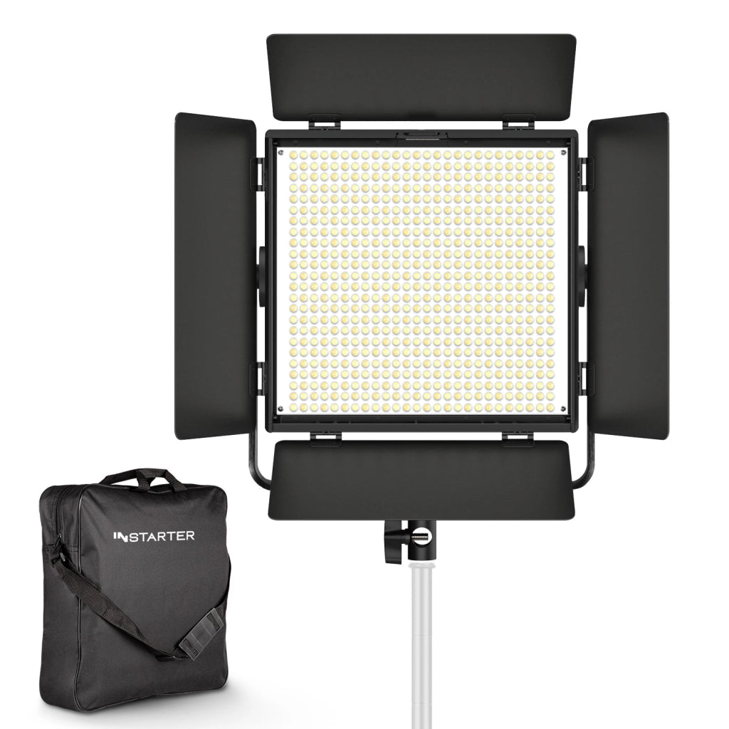 Instarter LED video light con controllo tramite app per vlogger e influencer I Potente 50W come luce streaming e luce fotografica dimmerabile I Ruotabile a 360° con effetti I Luce calda e fredda