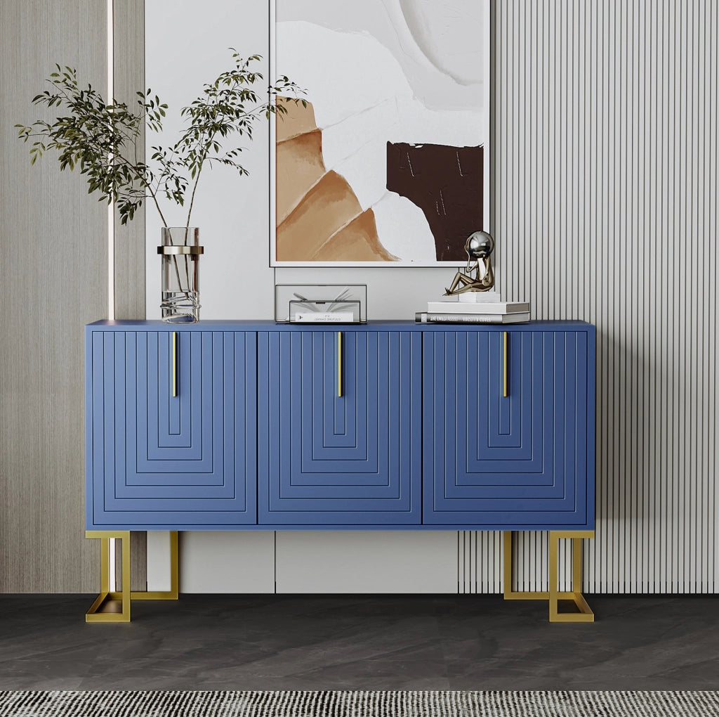 Credenza a 3 ante con ripiani regolabili; MDF blu navy