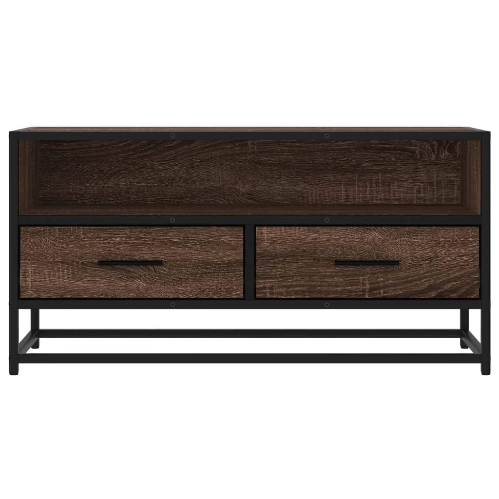 Mobile TV multimediale mensola TV credenza adatto per sala da pranzo soggiorno camera da letto rovere 80 x 34,5 x 40 cm legno ingegnerizzato e metallo marrone 02_0027225