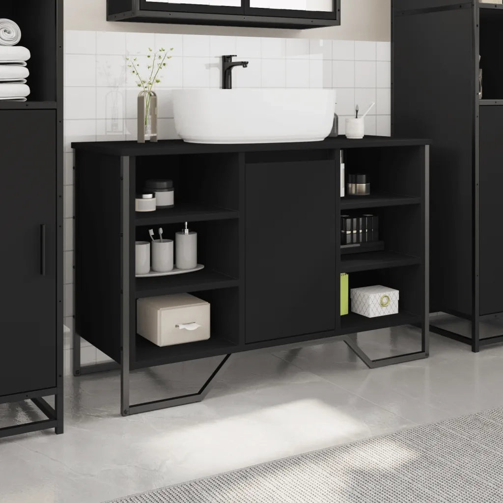 vidaXL Mobile Lavabo Bagno Nero 91x35x60 cm in Truciolato