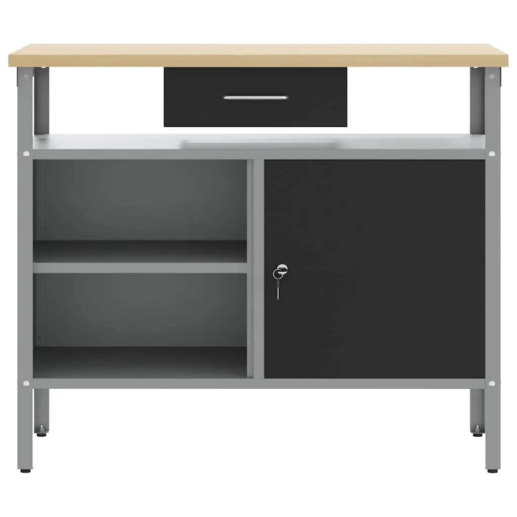 Banco da lavoro con cassetto Nero e Grigio 100 x 55 x 85 cm CFW9049318