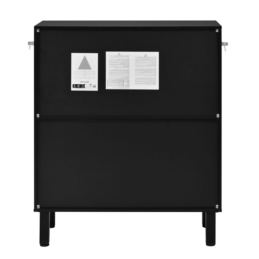 Scarpiera 4 Ante con Ripiani Regolabili ¨C MINIMAL ¨C Nero, Gambe in Metallo