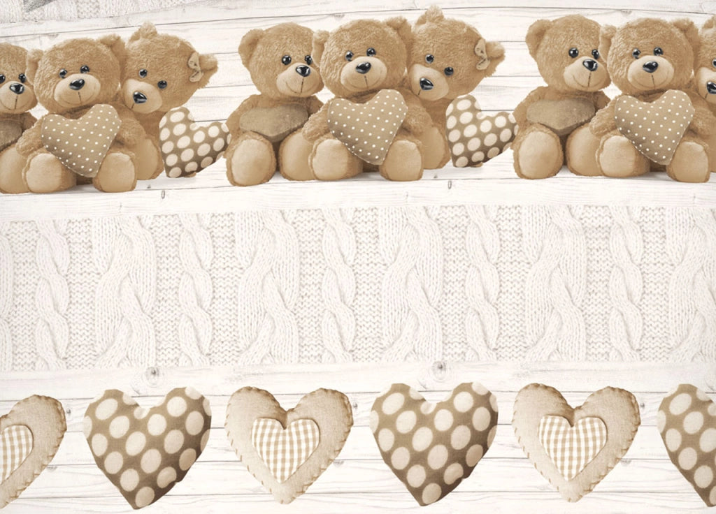 Copripiumino Sacco Piumone Pensieri Delicati 100% Cotone Dis. New Orsetti - Singolo - Beige