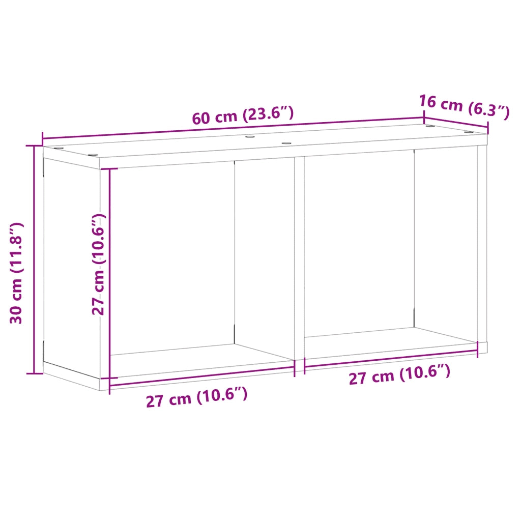 vidaXL Mobile a Parete 60x16x30 cm Nero in Legno Multistrato