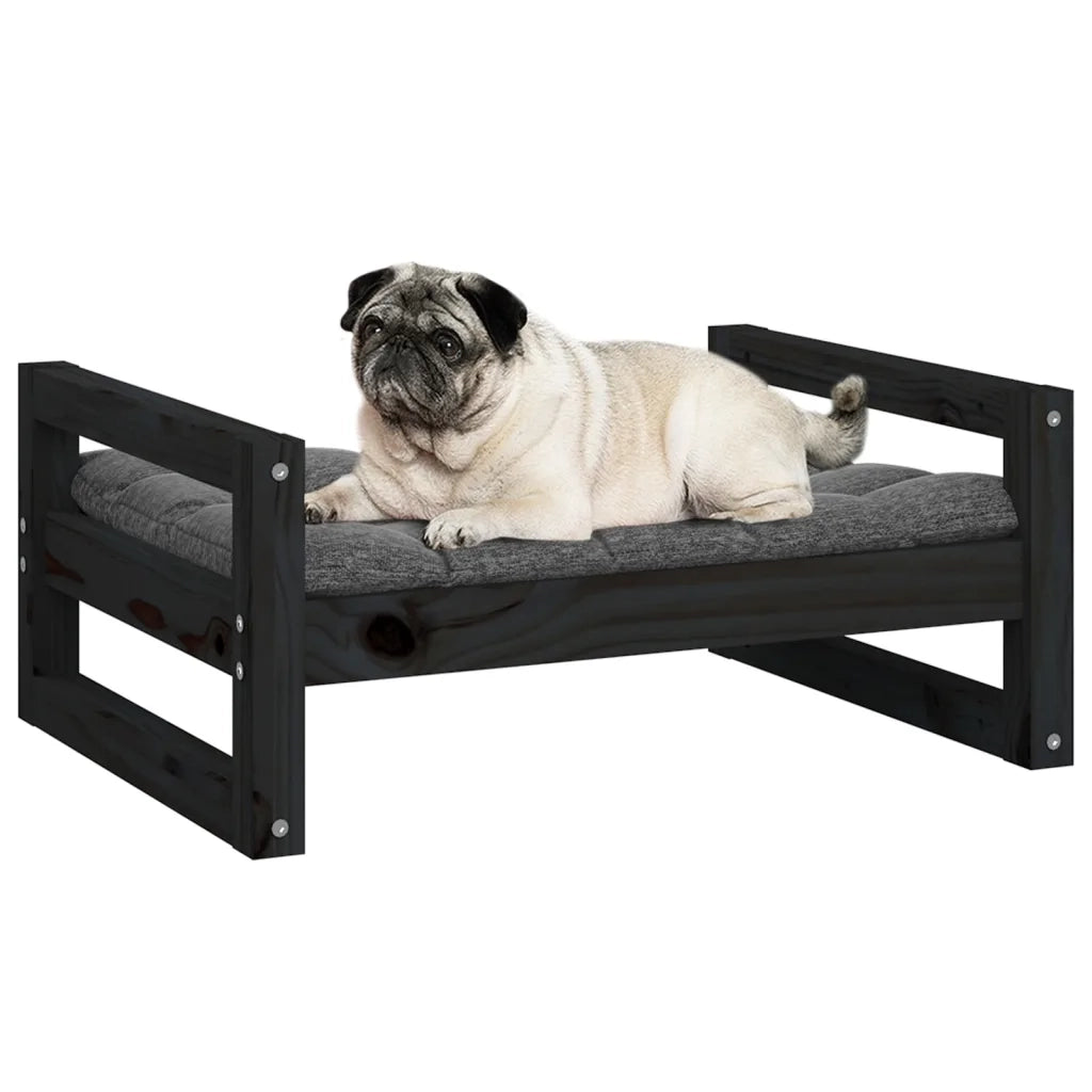 Cuccia per Cani Nera 65,5x50,5x28cm in Legno Massello di Pino 821476