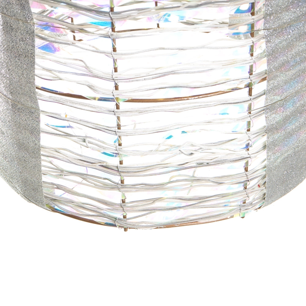 Set di 3 decorazioni natalizie con luci LED argento calde fiocchi e decorazioni festive per interni argento