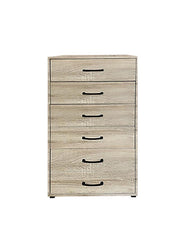 CASSETTIERA IN LEGNO CON SEI CASSETTI E PIANO D 'APPOGGIO COLORE ROVERE DIMENSIONI 68X40X120 CM