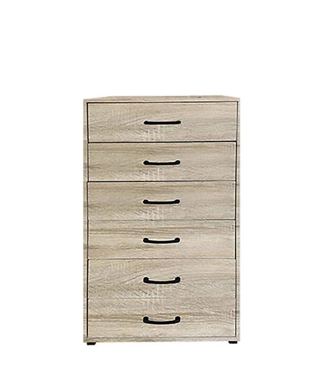 CASSETTIERA IN LEGNO CON SEI CASSETTI E PIANO D 'APPOGGIO COLORE ROVERE DIMENSIONI 68X40X120 CM