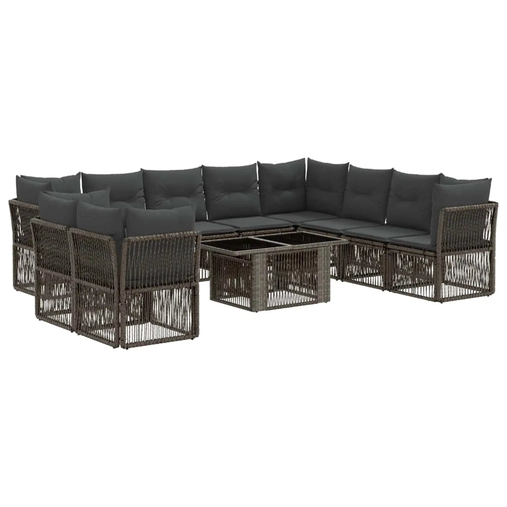 Set Divano da Giardino 11 pz Grigio polyrattan 3436493