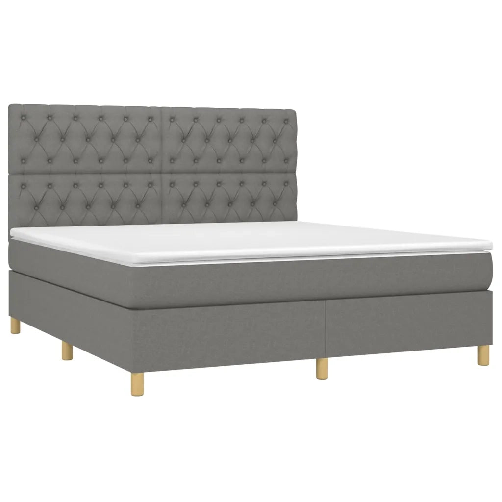 Letto a Molle Materasso e LED Grigio Scuro 160x200cm in Tessuto cod mxl 61627