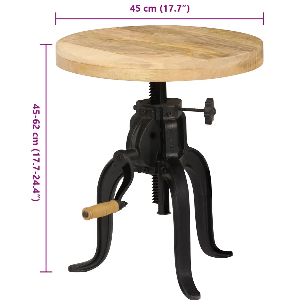 Tavolino 45x(45-62) cm in Legno Massello di Mango e Ghisa 247587