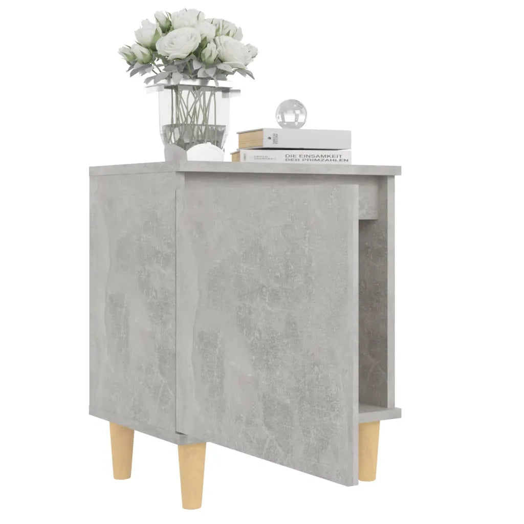 Comodini Gambe in Massello Rovere Grigio Cemento 2pz 40x35x50cm cod mxl 31096