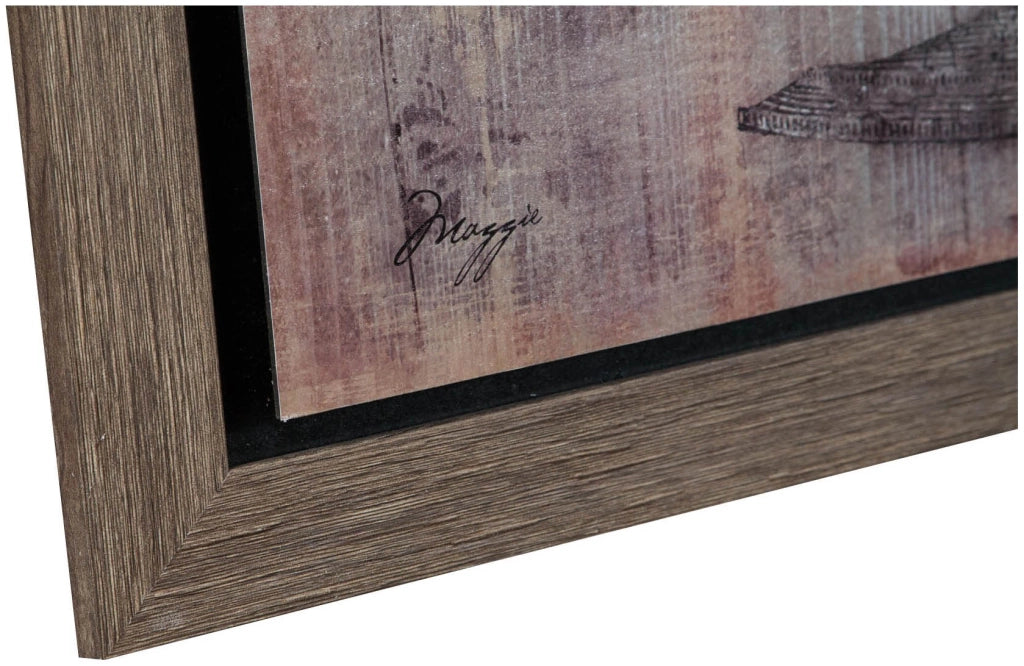Biscottini Quadro in legno Dipinto anticato cornice L60xPR2xH90 cm Qualità Garantita