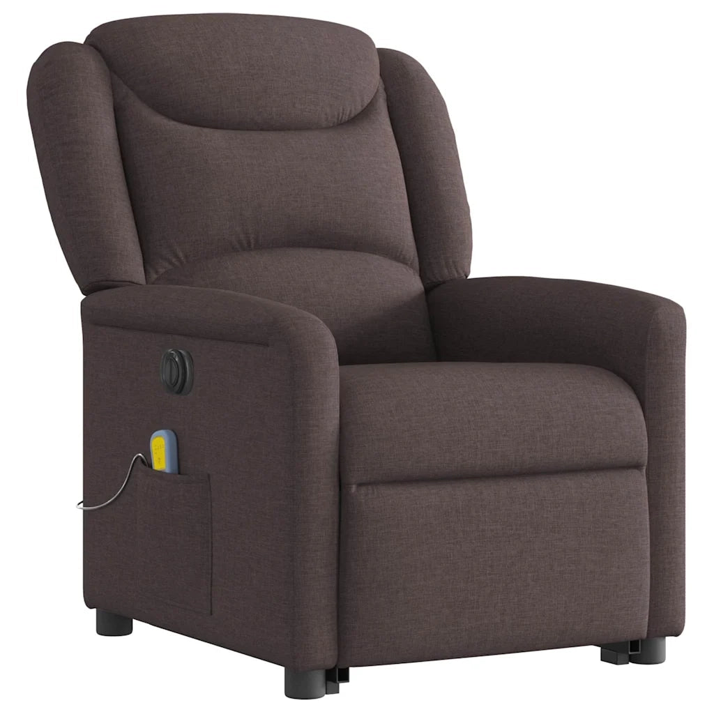 Poltrona Alzapersona Massaggio Elettrica Marrone Scuro Tessuto 3303229